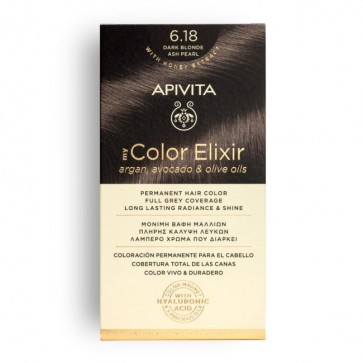 Apivita My Color Elixir Μόνιμη Βαφή Μαλλιών No 6.18 Ξανθό Σκούρο Σαντρέ Περλέ by Apivita