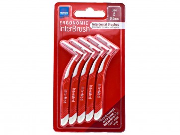 InterMed Ergonomic InterBrush Μεσοδόντια Βουρτσάκια 0.5mm Κόκκινα 5τμχ by Intermed