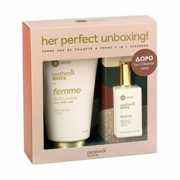 Panthenol Extra PROMO PACK "Her Perfect Unboxing" Panthenol Extra Femme Eau De Toilette Γυναικείο Άρωμα 50ml & Cleanser Face,Body & Hair 200ml by Medisei