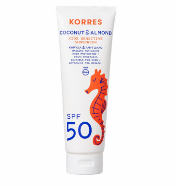 Korres Coconut & Almond Kids Sensitive Sunscreen SPF50 Παιδικό Αντηλιακό Καρύδα & Αμύγδαλο με Υψηλή Προστασία 250ml by Korres