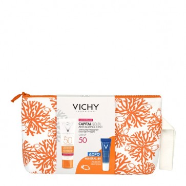 Vichy Pouch Capital Soleil Anti-Ageing 3 in 1 Spf 50+ 50 ml & Mineral 89 Probiotic 10ml by Vichy