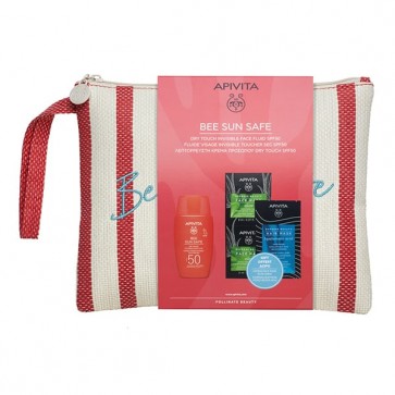 Apivita Bee Sun Safe Promo Pack με Dry Touch Invisible Face Fluid SPF50+ & Δώρο Express Beauty Face Mask Aloe & Express Beauty Hair Mask Hyaluronic Acid & Νεσεσέρ by Apivita