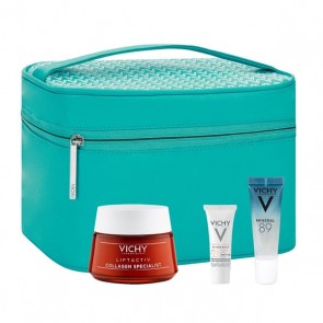 Vichy Promo Pack with Liftactiv Collagen Specialist, 50ml, Mineral 89 Facial Moisturizing Booster, 10ml, Capital Soleil UV- Age Daily Spf50, 3ml & Beauty Pouch Gift, 1set