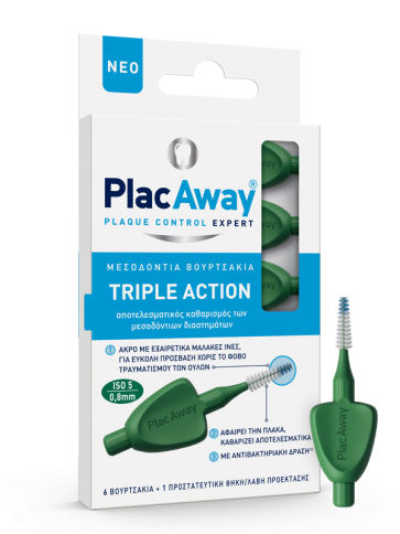 Plac Away Triple Action Μεσοδόντια Βουρτσάκια 0.8mm ISO 5 by Φαρμακείο Μαρίτας Δάσκου