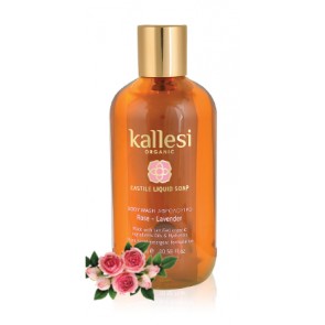 Kallesi Organic Castile Liquid Soap – Hydrosols Rose & Lavender | Υγρό Σαπούνι Καστίλλης – Ανθόνερα Τριαντάφυλλου & Λεβάντας