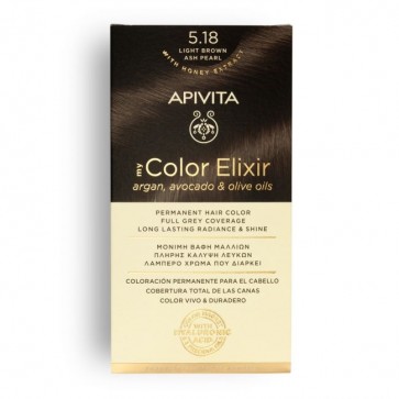 Apivita My Color Elixir Μόνιμη Βαφή Μαλλιών No 5.18 Καστανό Ανοιχτό Σαντρέ Περλέ by Apivita
