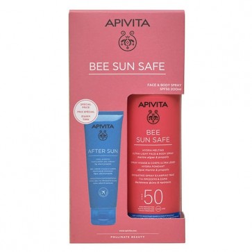 Apivita Bee Sun Safe Promo Πακέτο Προσφοράς με Face & Body Spray SPF50 Ενυδατικό Σπρέι Ελαφριάς Υφής για Προσώπο & Σώμα, 200ml & After Sun Face & Body Gel-Cream Δροσιστική & Καταπραϋντική Κρέμα Gel για Πρόσωπο & Σώμα Travel Size by Apivita